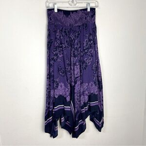 Vintage Denim 24/7 Womens 12W Purple Maxi Skirt Asymmetrical Hem Country Western